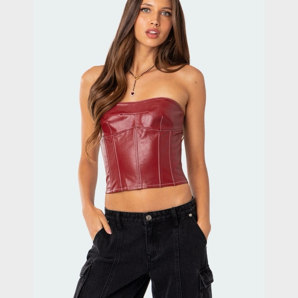 Edikted Burgundy Corset Top